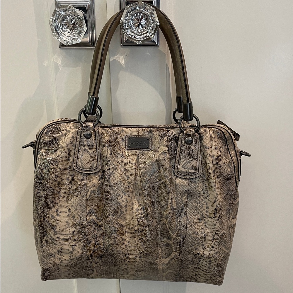 Coach Tan Snake Print Satchel